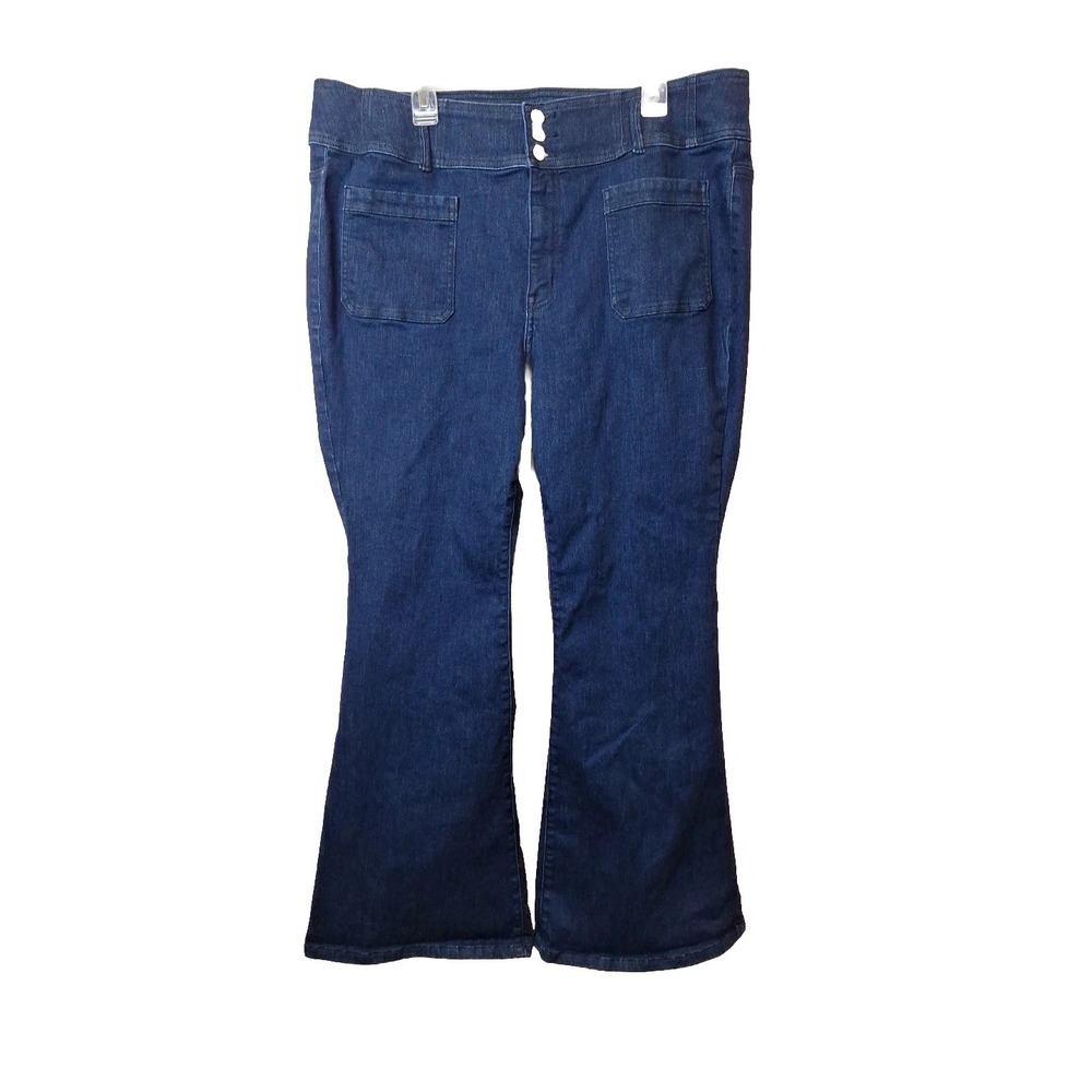 Lane Bryant Womens Plus 22 Ultra High‎ Rise Flare Jeans Flex Magic Waist Dark